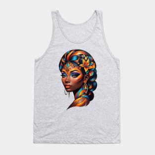 Black Woman Tribal Art retro vintage tattoo design Tank Top